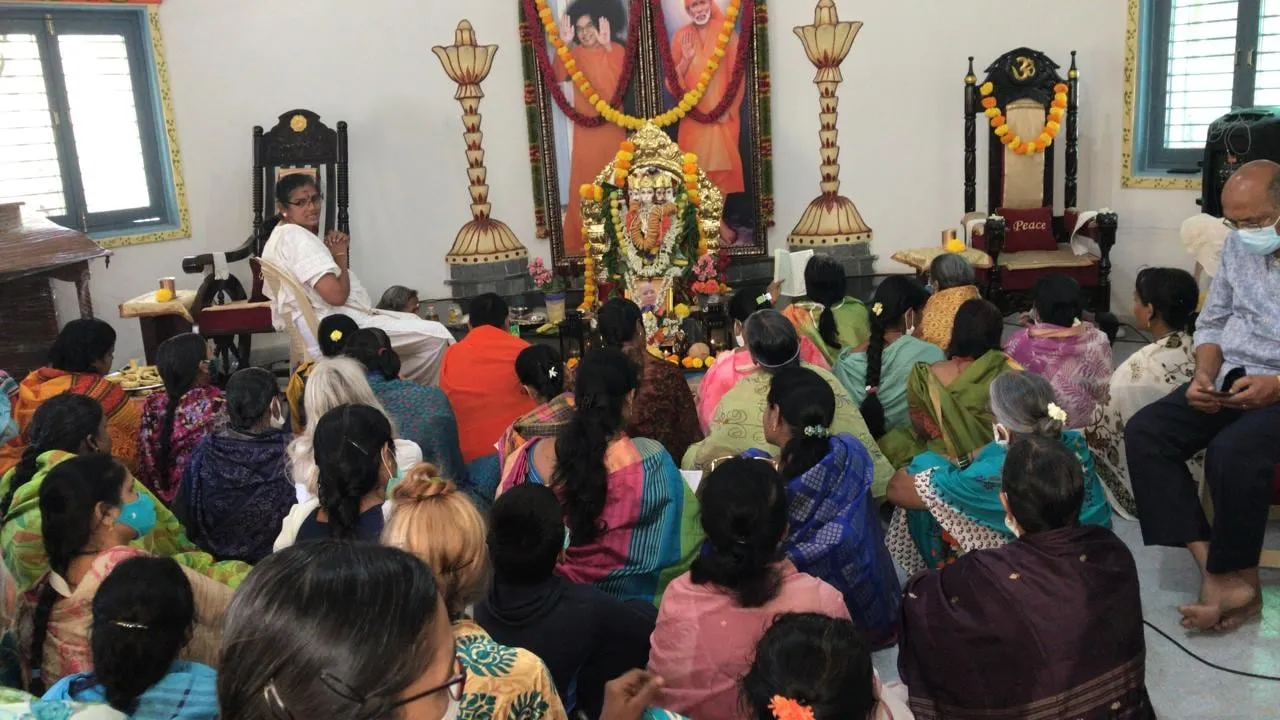 Bhajans sung together in the Kuteer mandir
