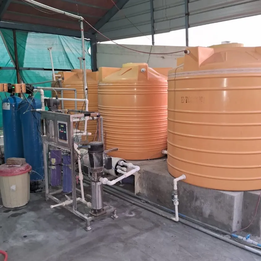 The reverse-osmosis purification plant and storage tanks at the Kuteer